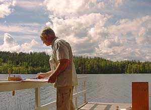schilderen in Finland an het Synsiö Meer