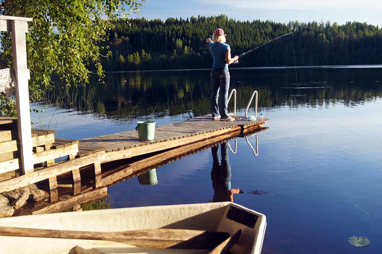 Vissen, zwemmen en roeien.