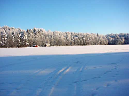 winter cottages in skandinavia - skiing, snowboarding, dogsleds, snow mobiles and sauna holidays - winter in your own cottage in south east Finland at Penttilä Gardens